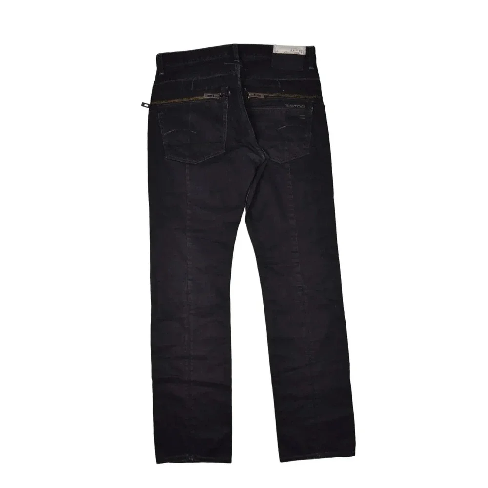 G Star Raw Jeans Mens 36x35 Black Sudden Straight Moto Zip Denim 50102755